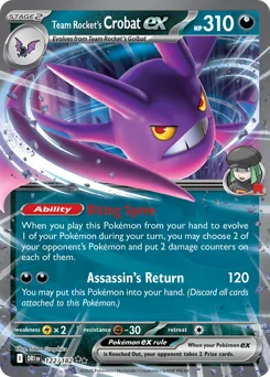Team Rocket's Crobat ex Pokemon card from Destined Rivals, card number 122