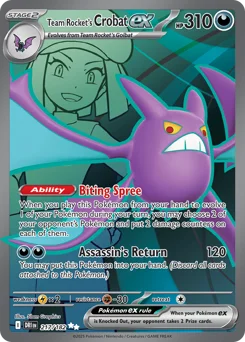 Team Rocket's Crobat ex Pokemon card from Destined Rivals, card number 217