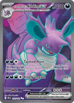 Team Rocket's Nidoking ex Pokemon card from Destined Rivals, card number 216