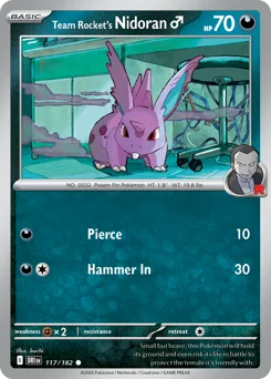 Team Rocket's Nidoran♂ Pokemon card from Destined Rivals, card number 117