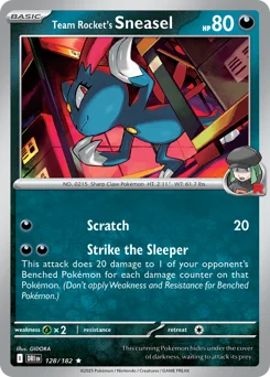 Team Rocket's Sneasel Pokemon card from Destined Rivals, card number 128