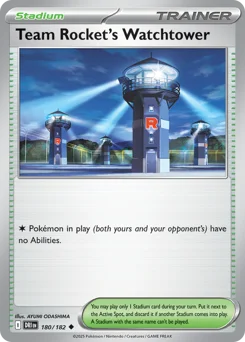 Team Rocket's Watchtower Pokemon card from Destined Rivals, card number 180