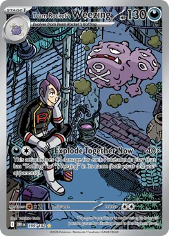 Team Rocket's Weezing Pokemon card from Destined Rivals, card number 199