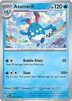 Azumarill Pokemon card from Paldea Evolved, card number 45