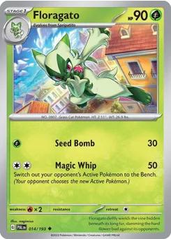 Floragato Pokemon card from Paldea Evolved, card number 14
