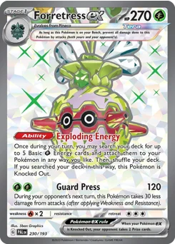 Forretress ex Pokemon card from Paldea Evolved, card number 230