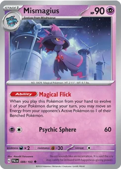 Mismagius Pokemon card from Paldea Evolved, card number 88