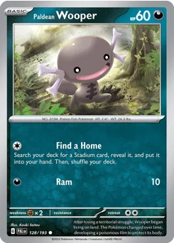 Paldean Wooper Pokemon card from Paldea Evolved, card number 128