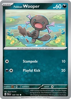 Paldean Wooper Pokemon card from Paldea Evolved, card number 129