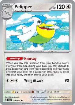 Pelipper Pokemon card from Paldea Evolved, card number 159