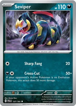 Seviper Pokemon card from Paldea Evolved, card number 137