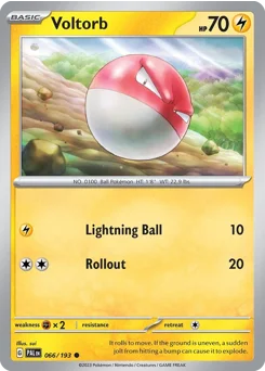 Voltorb Pokemon card from Paldea Evolved, card number 66