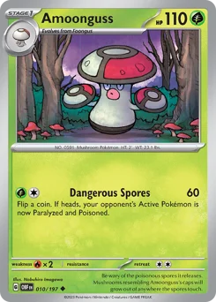Amoonguss Pokemon card from Obsidian Flames, card number 10