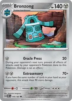 Bronzong Pokemon card from Obsidian Flames, card number 145