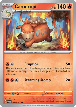 Camerupt Pokemon card from Obsidian Flames, card number 32