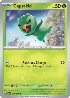 Capsakid Pokemon card from Obsidian Flames, card number 23