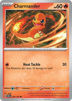 Charmander Pokemon card from Obsidian Flames, card number 26