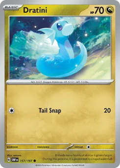 Dratini Pokemon card from Obsidian Flames, card number 157