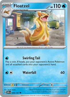 Floatzel Pokemon card from Obsidian Flames, card number 49