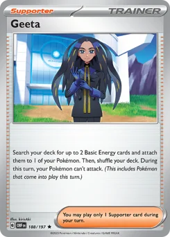 Geeta Pokemon card from Obsidian Flames, card number 188