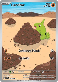 Larvitar Pokemon card from Obsidian Flames, card number 203