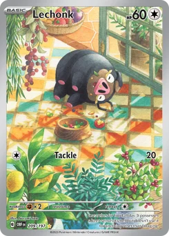 Lechonk Pokemon card from Obsidian Flames, card number 209
