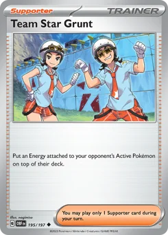Team Star Grunt Pokemon card from Obsidian Flames, card number 195