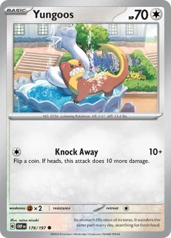 Yungoos Pokemon card from Obsidian Flames, card number 176