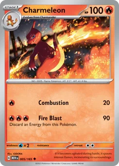Charmeleon Pokemon card from 151, card number 5