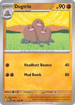 Dugtrio Pokemon card from 151, card number 51