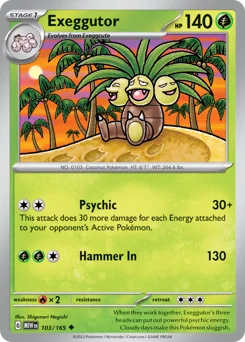 Exeggutor Pokemon card from 151, card number 103