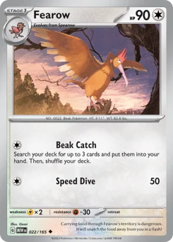 Fearow Pokemon card from 151, card number 22