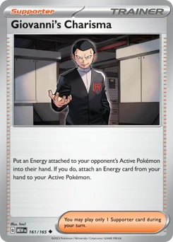 Giovanni's Charisma Pokemon card from 151, card number 161