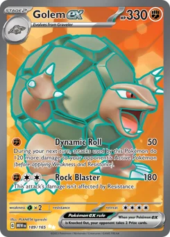 Golem ex Pokemon card from 151, card number 189