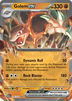 Golem ex Pokemon card from 151, card number 76