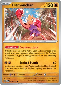 Hitmonchan Pokemon card from 151, card number 107