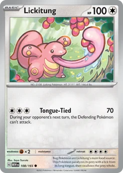 Lickitung Pokemon card from 151, card number 108