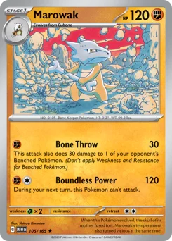 Marowak Pokemon card from 151, card number 105