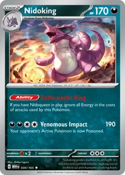 Nidoking Pokemon card from 151, card number 34