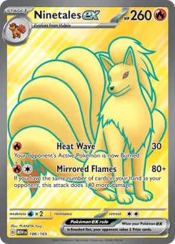 Ninetales ex Pokemon card from 151, card number 186