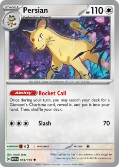 Persian Pokemon card from 151, card number 53