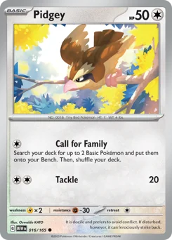 Pidgey Pokemon card from 151, card number 16