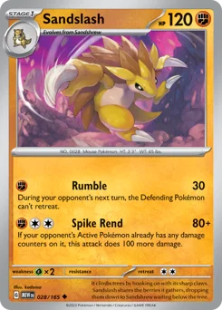 Sandslash Pokemon card from 151, card number 28
