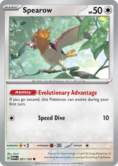 Spearow Pokemon card from 151, card number 21