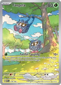 Tangela Pokemon card from 151, card number 178