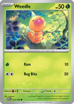 Weedle Pokemon card from 151, card number 13