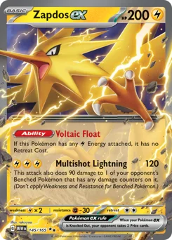 Zapdos ex Pokemon card from 151, card number 145