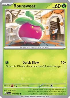Bounsweet Pokemon card from Paradox Rift, card number 8