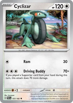 Cyclizar Pokemon card from Paradox Rift, card number 157