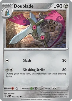 Doublade Pokemon card from Paradox Rift, card number 132